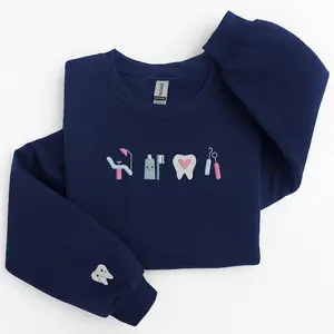 Embroidered Dental Icons Sweatshirt, Dental Assistant Shirt, Dental Student Gift, Dental Hygienist Shirt, Dentist Gift, Dental Office Shirt