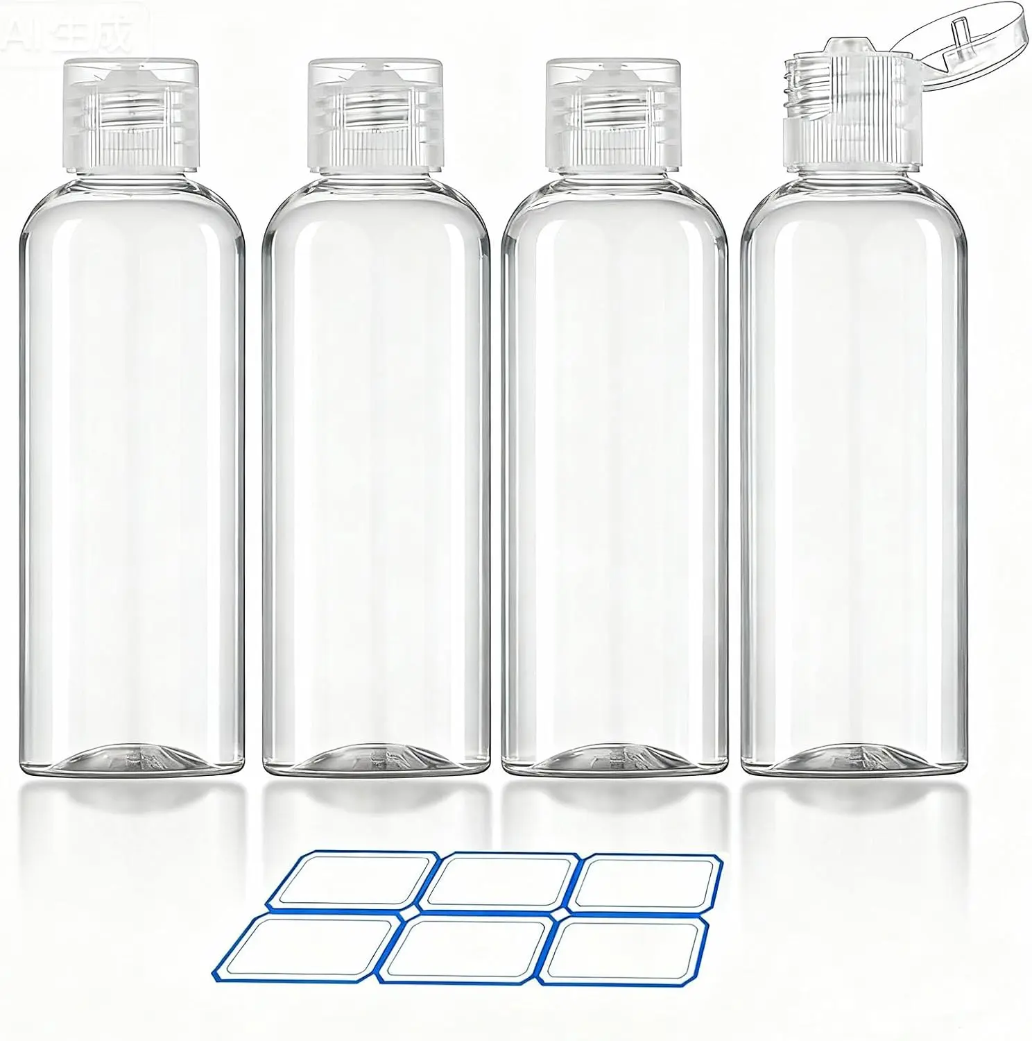 4 Pack 3.4 Oz (100ml) TSA-Approved Travel Toiletry Containers, Leak-Proof Plastic Travel Essentials Accessories with Labels, Container