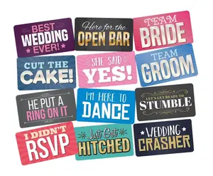 Photo Booth Props Wedding Parties Decorations Set DIY Water Proof Photo Booth Great Addition to Any Photo Booth Rental Fun Photo Booth Props, 6 Count PVC Photo Booth