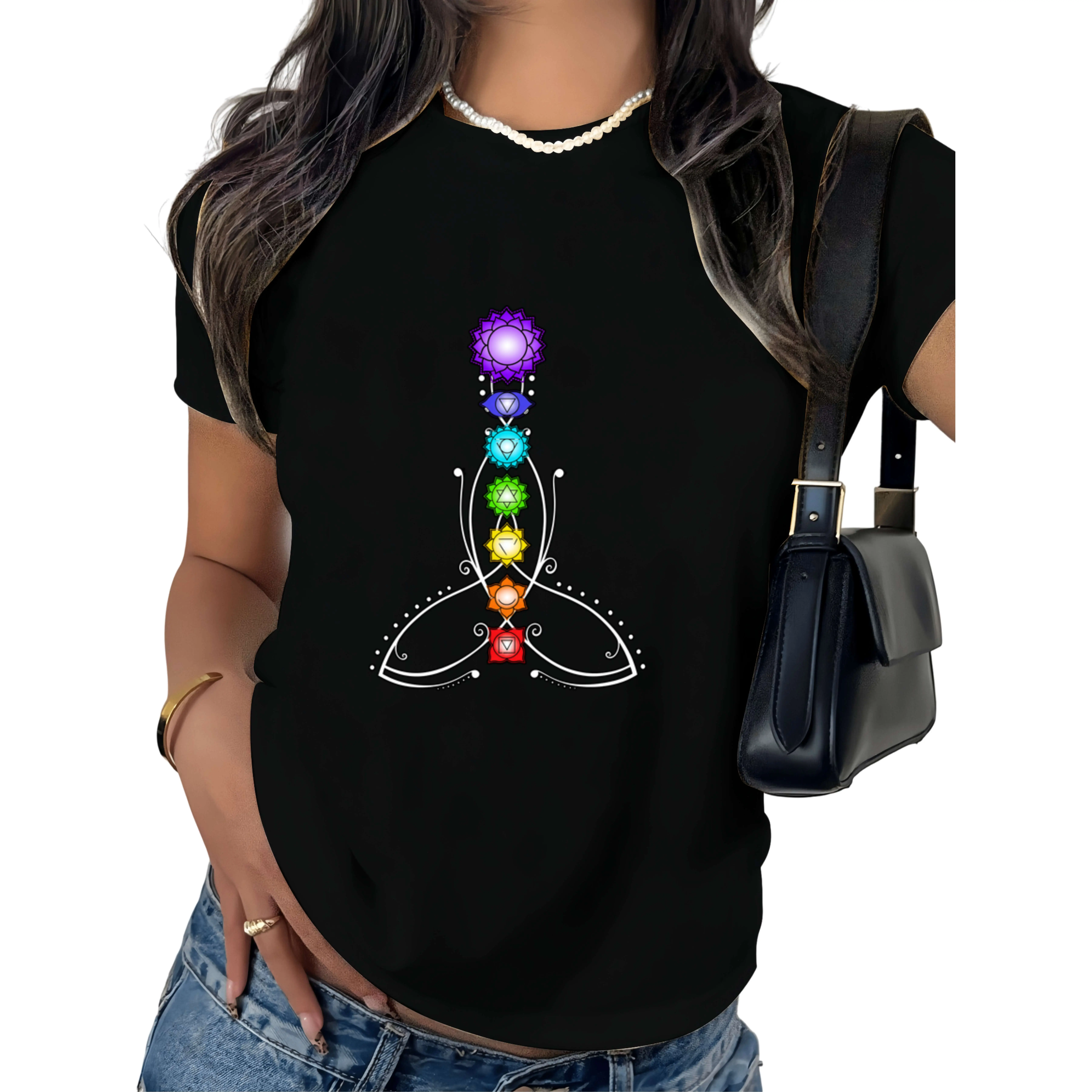 100% Cotton Spiritual Shirts for women & Yoga clothes Yoga Meditation Spiritual Body Energy Chakra T-Shirt