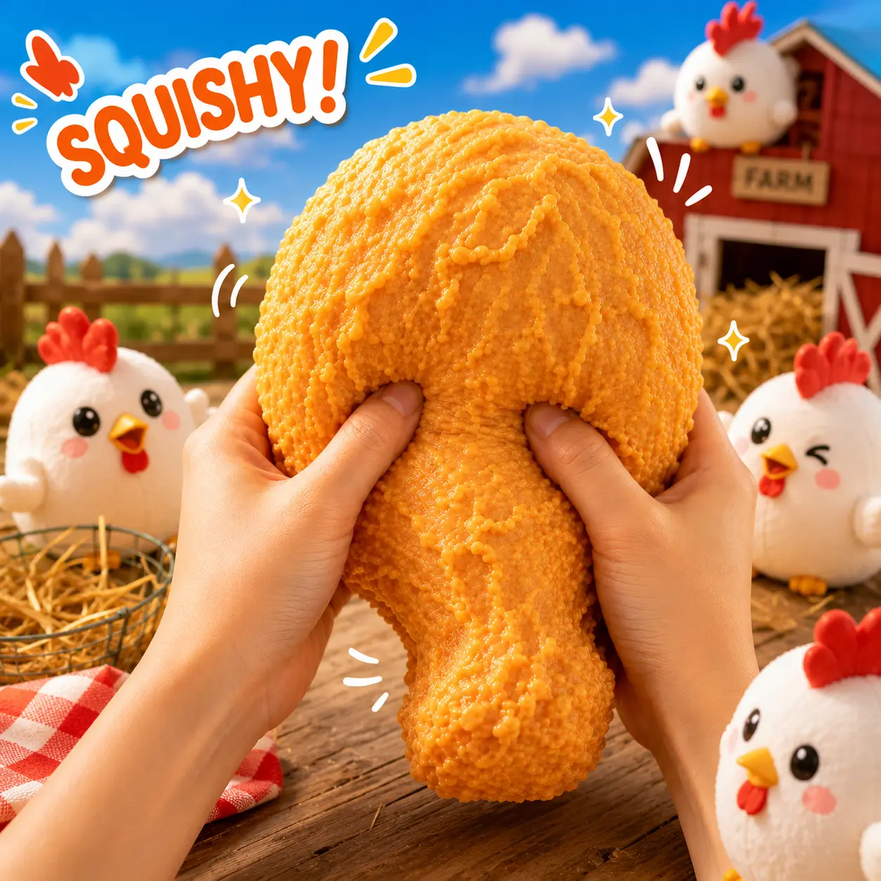 Jumbo Chicken Leg Squeeze Toy, Realistic Squishy Fidget Sensory Toy, Soft TPR Stress Relief Drumstick Gift Toy, Funny Desk Novelty