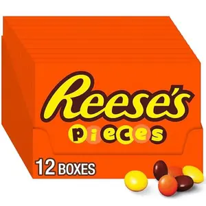 REESE'S PIECES Peanut Butter in a Crunchy Shell, Candy Boxes, 4 oz (12 Count)