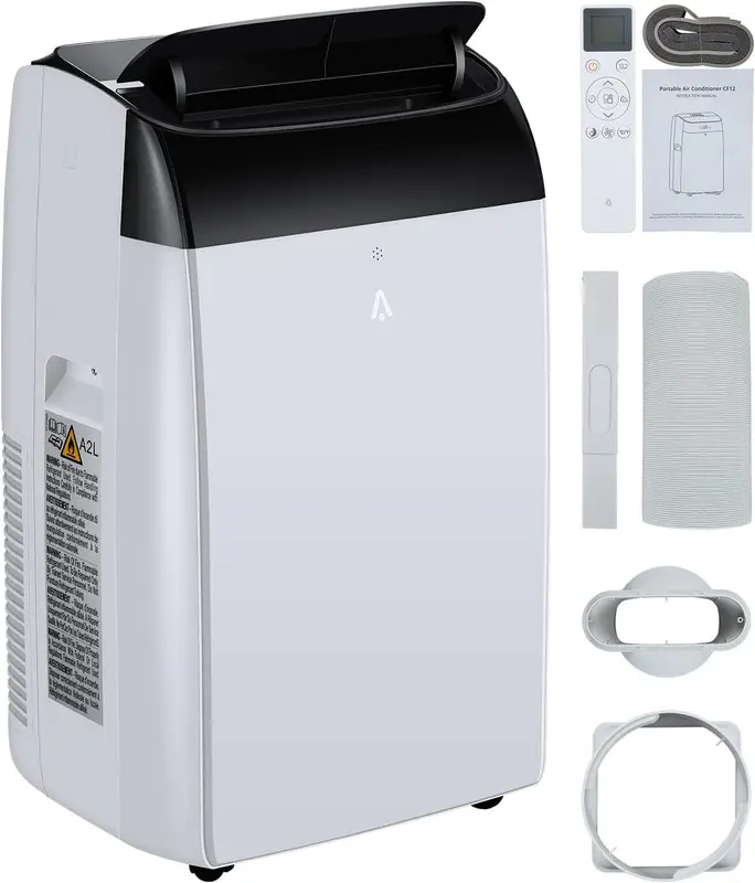 Portable Air Conditioner, 12,000 BTU Room Air Conditioner Cools up to 350 Sq.ft, Portable AC with Dehumidifier and Fan Modes, Remote Control and Easy Window Installation Kit,Black Aircon Accessories Aircon Hose