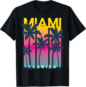 100% Cotton Cool Miami Florida Graphic Design Tees, I Love Miami, Miami T-Shirt