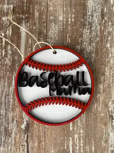 Personalized Hand Painted Baseball Bag Tag - Ribbon Bag Hook Charms & Twillies, Customizable Stain-Resistant Car Charm Accessory for Baseball Fans, 4.5 in, Free Store Pick Up