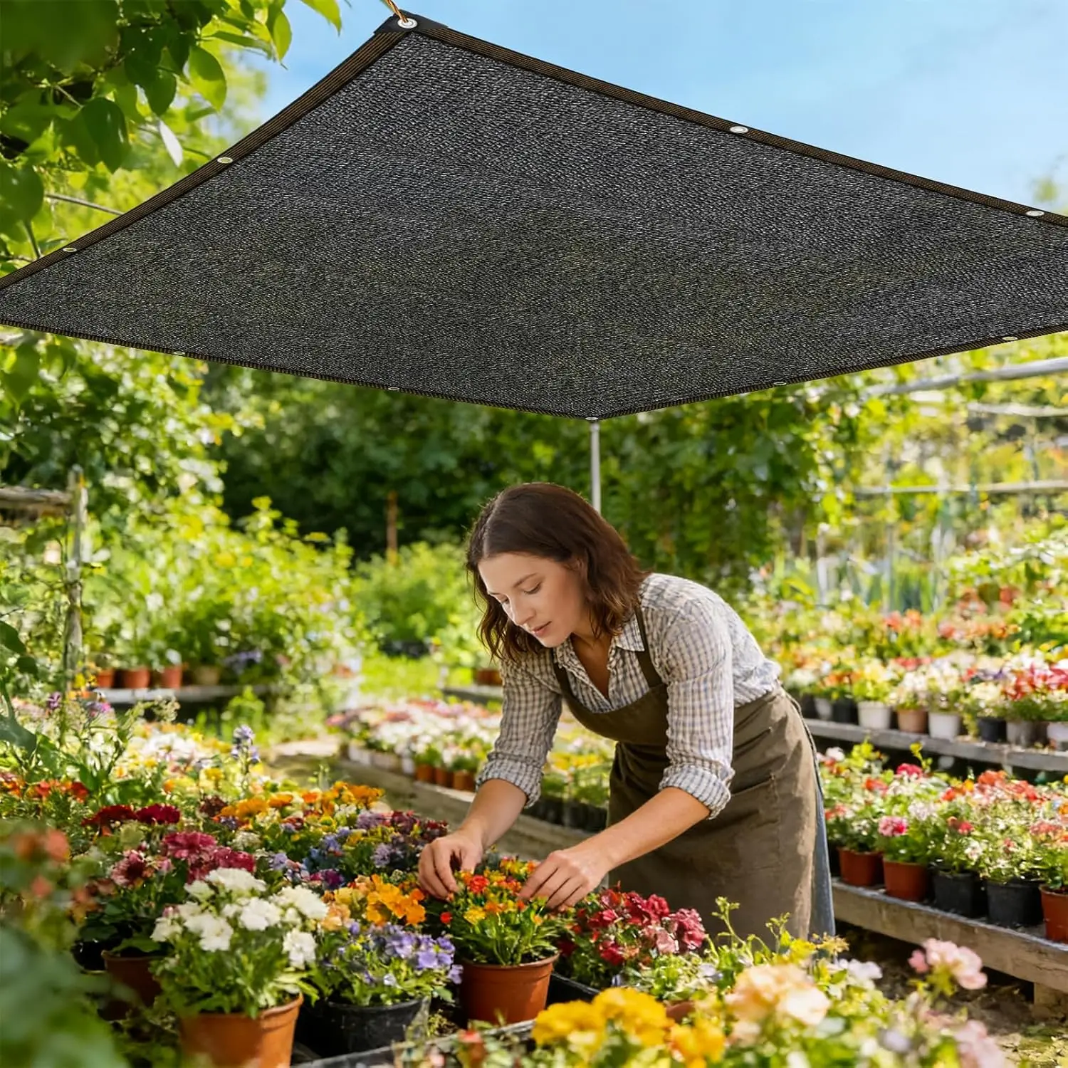 Shade Cloth 70%-90%, Tear Resistant Sun Shade Net with Grommets | 90% UV Block, HDPE Knit Fabric, Reinforced Grommets Every , for Chicken Coop Pergola Plant Cover, Black