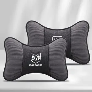 Corduroy Leather Car Headrest Neck Support, Seat Pillow, Neck Rest Cushion for Dodge Challenger, Charger, Journey, RAM, Durango, Srt, Dart, Avenger