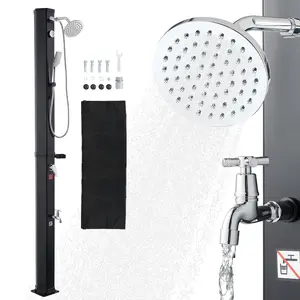 【DealsForYouDays】VEVOR 10.6 Gal Solar Heated Shower, 6.7ft Showerhead Height Outdoor Shower, with Handheld & Foot Faucet, Hot & Cold Water Adjustment, Freestanding for Backyard Poolside Beach Pool, Black