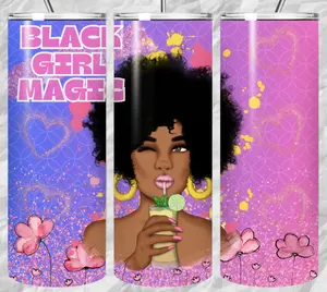 20oz black girl magic tumbler with straw Drinkware