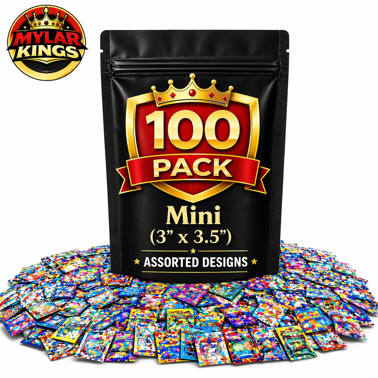 100 Pack Mini 3inx 3.5in Organizer Bags Bundle Assorted Designs