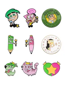 9-Piece Cute Cartoon Badge Set, Retro Style Family Designs with Pencil Animal Characters, Perfect for Handbooks and Backpack Decorations, Fashion Accessory