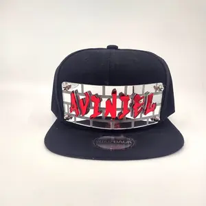 Black Custom Snapback Hat – Personalized Flat Bill Cap with Laser Cut Name Letters, Adjustable Streetwear Hat, Custom Made to Order, Unique Urban Fashion Gift