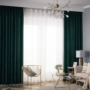 Vintage Emerald Velvet Curtains, High Light Blocking Fabric, Living Room Bedroom Hanging Curtains, Noise Reduction Insulation, Thermal Insulated Curtain, Window Curtain