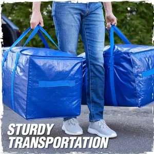 Heavy Duty 22.68 KG Load Bearing Extra Large Moving Bag - Durable Waterproof Pierce Resistant Polypropylene Storage Bag with Rugged Handle and Zipper Seal, Luggage