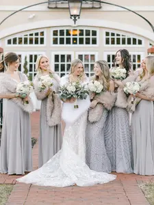 Blush faux fur wrap bridal shawl