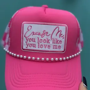 You Look Like You Love Me Trucker Hat with Pearl Chain for Women