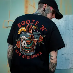 [S-5XL] Booze ‘N’ Bad Decisions Printed Men's T-shirt