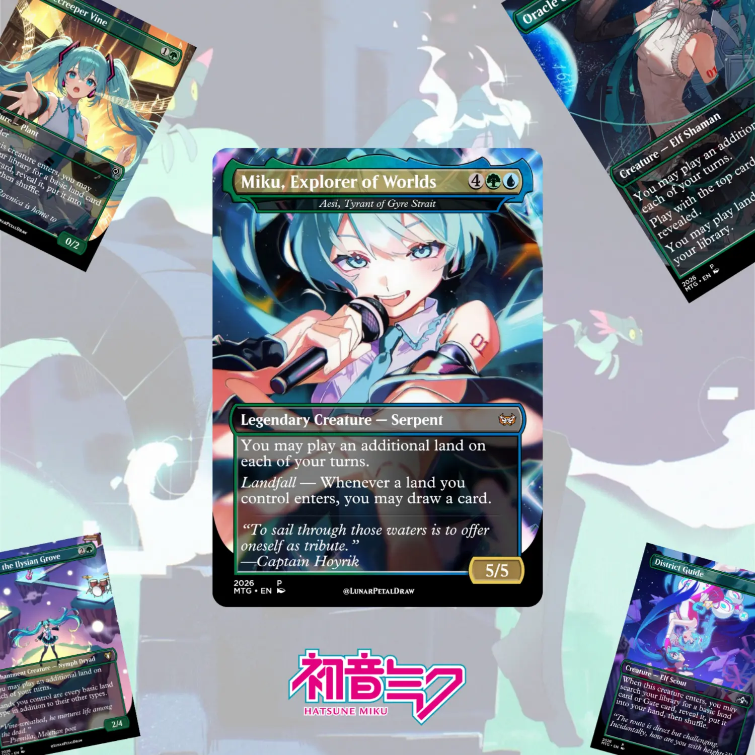 Miku Inspired Proxy 100+ Card Commander Deck – Anime Vocaloid Fantasy Art | Premium Custom Cards | Includes Tokens