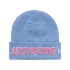 Supreme New Era Old English Beanie Blue