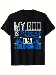 Colon Cancer Awareness T-Shirt - My God is Stronge