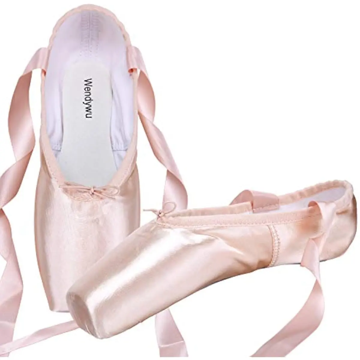 Professional Ballet Pointe Shoe for Kids Girl and Ladies Pink PU Soled Ballet Pointe Dance Shoes with Toe Pads