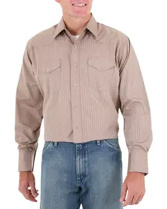 Wrangler Men's Men'S Sport Dobby Stripe Long Sleeve Snap Western Shirt - 1075742Tn