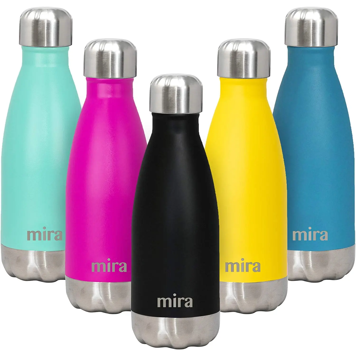 MIRA 12 Oz Stainless Steel Vacuum Insulated Water Bottle - Double Walled Cola Shape Thermo - 24 Hours Cold, 12 Hours Hot - Reusable Metal Water Bottle - Kids Leak-Proof Sports Flask - Matte Black MIRA Brands