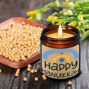 1pc Hanukkah lavender scented candle, soy wax, Hanukkah Star of David Dreidel single wick candle, oval bottle, gift for Canukkah Holiday Gift blessing