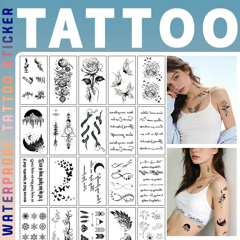 40 Sheets of Stylish Floral Short Quotes Tattoo Stickers for Boys & Girls, Premium Feel