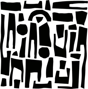 Peel and Stick Black Vinyl Abstract Wall Decals, Modern Geometric Minimalist Mysterious Stone Blocks Wall Stickers, Stairs Cabinet Bathroom Living Room Offcie Art Home Wall Decor