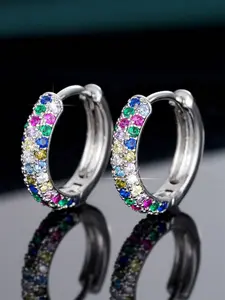 1 Pair Gorgeous Cubic Zirconia Hoop Earrings For Women For Valentine's Day Wedding Party Gift