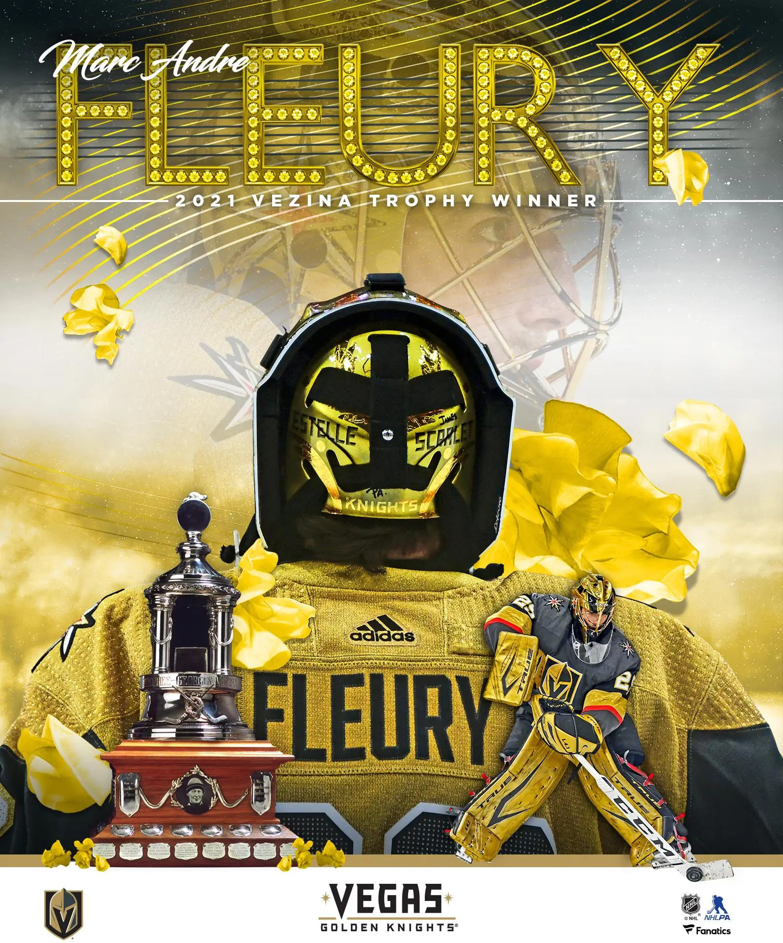 Marc-Andre Fleury Vegas Golden Knights Unsigned 2021 Vezina Trophy Winner Stylized Photograph - NHL Memorabilia