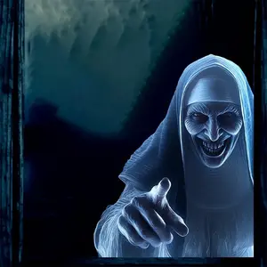 1PC Spooky Ghost Nun Sticker Decorative Decal. Parody. Friend Wall Decal. Perfect for living rooms and bedrooms. Suitable for glass. Home decor