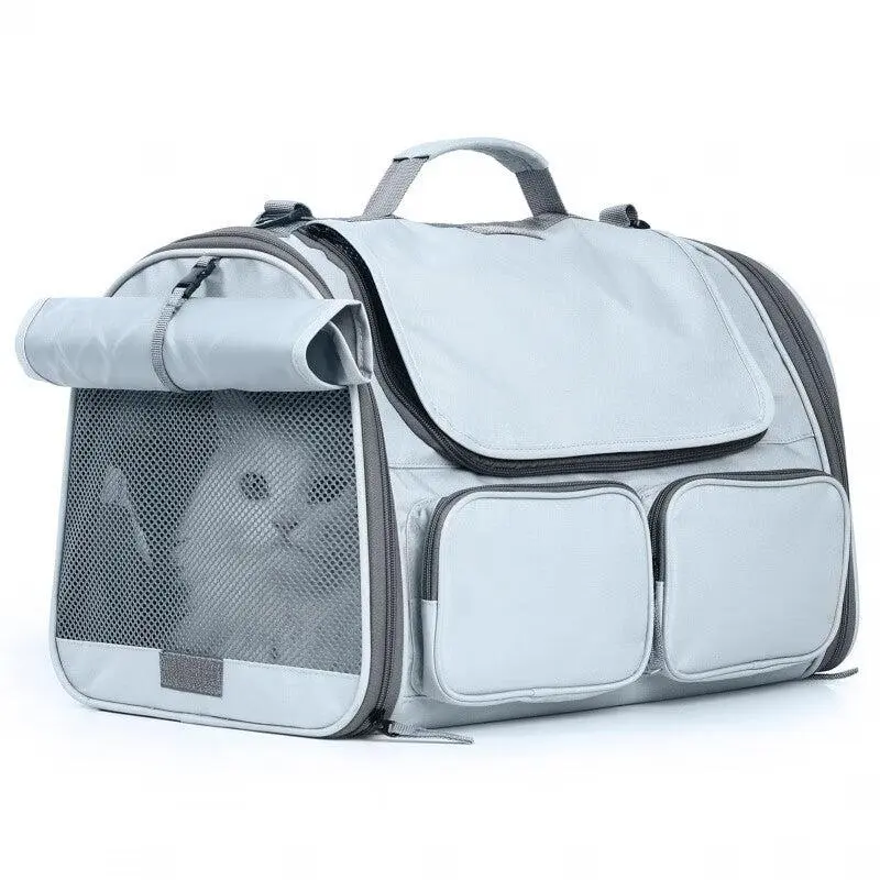 Portable Waterproof Cat Carrier and Dog Carrier - Foldable Travel Pet Bag with Shoulder Strap, Large Capacity Cat and Dog Carrier for Outings