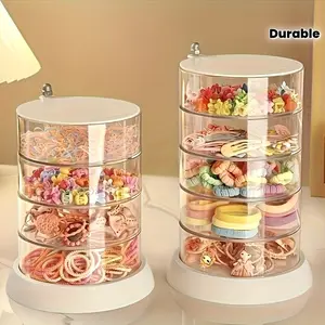 360° Rotating Makeup & Jewelry Organizer with Clear Dustproof Lid - Multi-Layer Acrylic Cosmetic Storage Box, Plastic Storage Organizer, Large Capacity Organizer for Makeup Brushes, Lipsticks, Skincare Products, Hair Accessories
