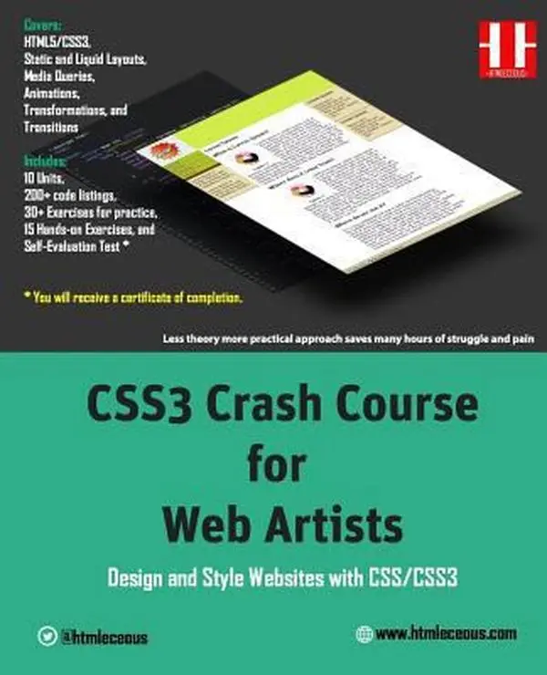 USED Book - Css3 Crash Course for Web Artists: Design and Style Websites With Css/Css3 by Team Htmleceous (Paperback) - english