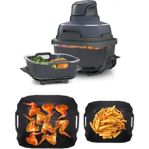 Liners for  Crispi FN101GY FN101SG FN101ST,  Non-Stick  Crispi 4-in-1 portable glass air fryer Accessories, Large & Small Pot Basket Compatible with 4 QT & 6 Cup Container