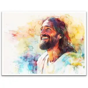 Stunning art Aesthetics Jesus Laughing Jesus Wall Art Christ Canvas Print Christian Wall Decoration Jesus Laughing Christ Smile Poster Religious Home Wall Decoration 11x14in Unframed Artistic Wood Landscape Nature