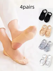 Women's Summer Thin Ice Silk Invisible Boat Socks, Elastic Fit for Low Top Shoes, Canvas Loafers, 4/10 Pairs