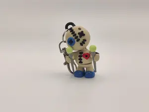 3D Printed Voodoo Doll Keychain – Articulating Charm with Removable Pins