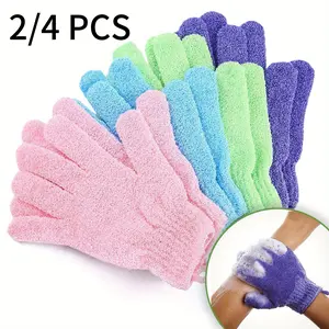 2/4 Piece Colorful Exfoliating Gloves, Dual-Sided Bath Gloves, Suitable for Spa Massage Body Scrub, Christmas & Halloween Gift