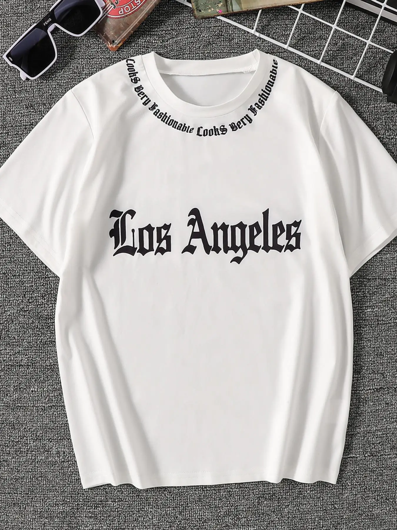 Boy's Los Angeles Letter Print Round Neck Tee, Casual Short Sleeve Crew Neck T-shirt for Summer, Kids Clothes for Daily Wear, Fashionable