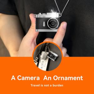 S142 high-definition mini 720P digital camera with a 0.96-inch screen, equipped with a keychain lanyard and neck necklace for easy carrying, suitable for outdoor photography, vlog recording, and capturing exciting moments anytime