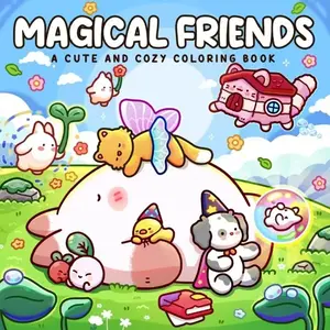 1pc MAGICAL FRIENDS coloring book For Adults, Kids, Teenagers, Simple And Big Designs For Relaxat colouring books, Toys suitable for boys and girls, zero foundation drawing to relieve stress coloring book, Christmas gift, Back to school gifts, Animals