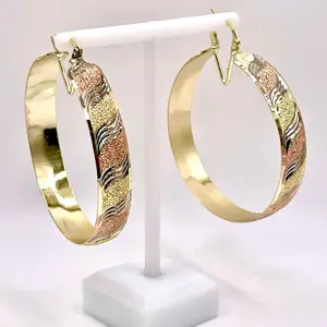 Hoops Earrings Tricolor Gold Filled Fancy Hoops