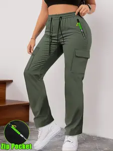 1-pack couple’s versatile cargo pants for spring and autumn, featuring a multi-pocket design and a drawstring waist, suitable for outdoor travel, home, and casual wear