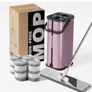 Flat Mop and Bucket for Home with Extra Refills Suitable for Marble Vinyl Tile Laminate and Hard Wood Floors