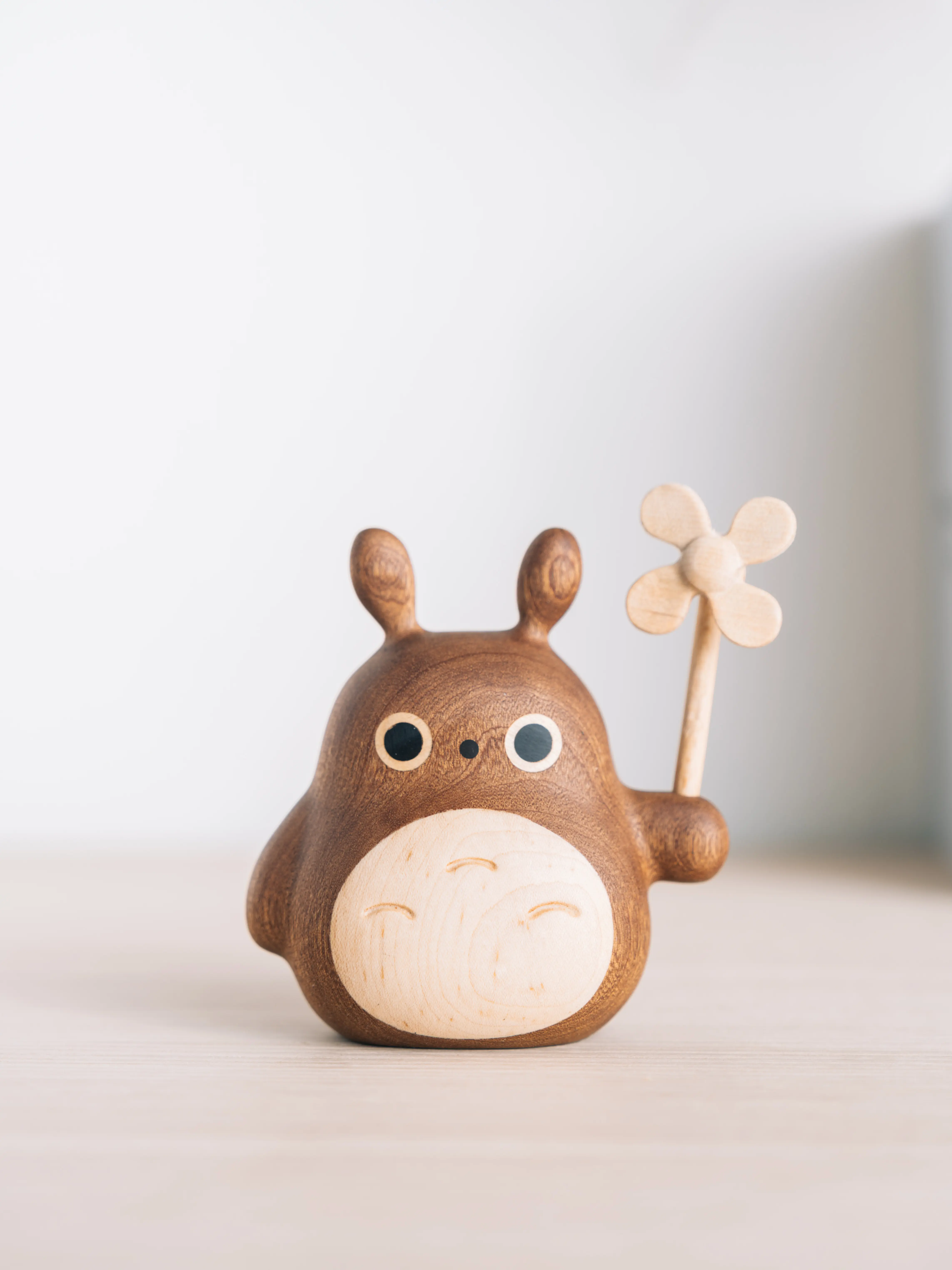 Cute Wooden Forest Creature Figurine, Woodland Desk Decor, Natural Wood Shelf Ornament, Unique Gift