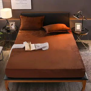 Flannel Sheet Queen Size,Velvet Sheet Plush Shaggy Ultra Fuzzy Sheet with 15''Deep Pocket,Coffee,1 Pack(Not Include Pillowcases)