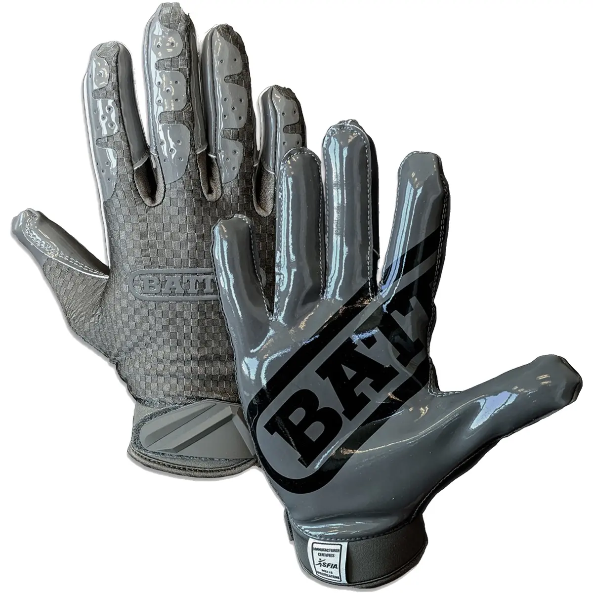 Battle Sports Adult TripleThreat UltraTack Football Gloves - Charcoal
